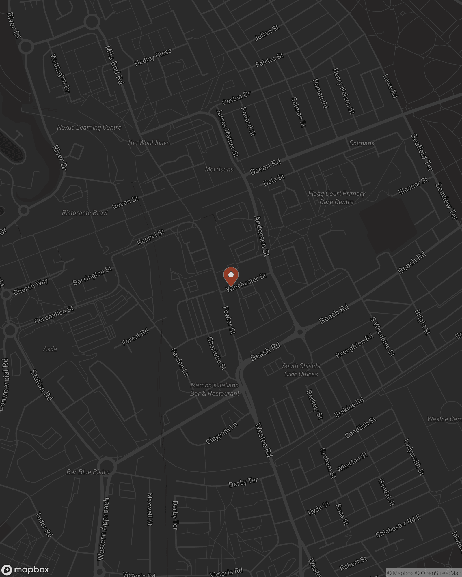 Map of Mambos on Winchester Street, South Shields